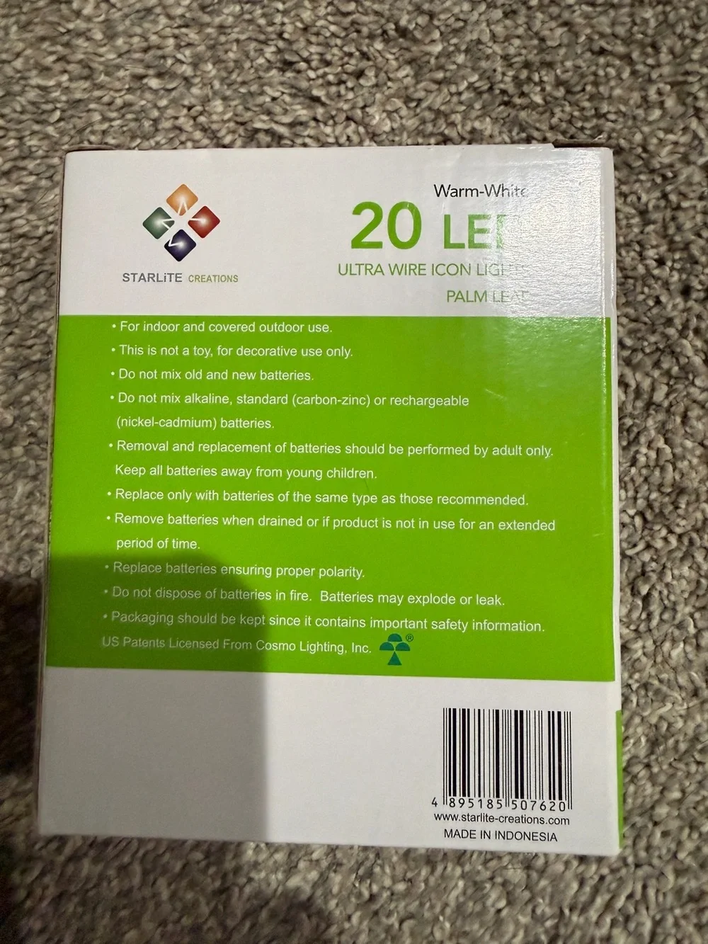 Green LED Shamrock String Lights Battery powered - Pack of 3